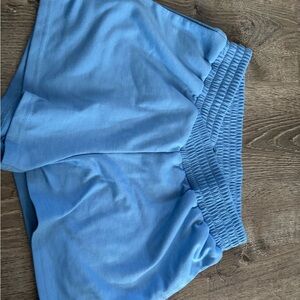 Blue Elastic Waist Shorts
